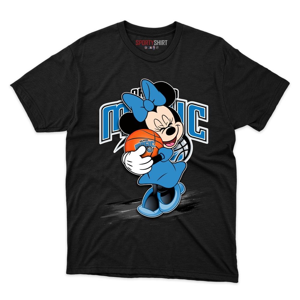 Orlando Magic Minnie Mouse Unisex Cotton Graphic Tee, Disney Cartoon Crossover Shirt, Game Day Fan Gift