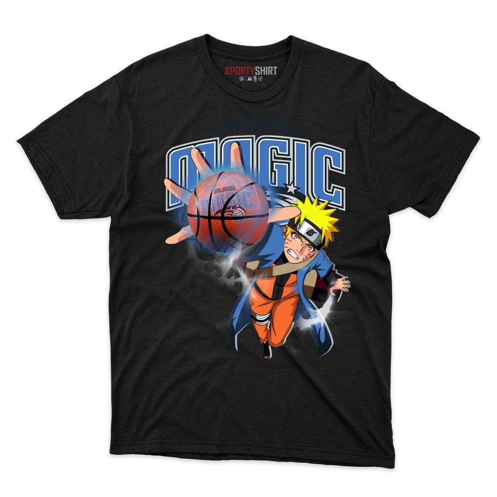 Orlando Magic Naruto Ninja Unisex Cotton Graphic Tee, Konoha Anime Crossover Shirt, Game Day Fan Gift