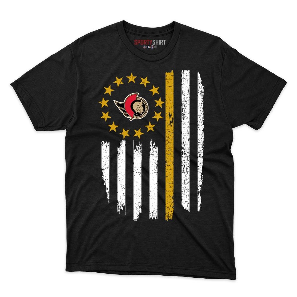 Ottawa Senators Betsy Ross Flag Unisex Cotton Graphic Tee, Patriotic Stars And Stripes Shirt, Game Day Gift