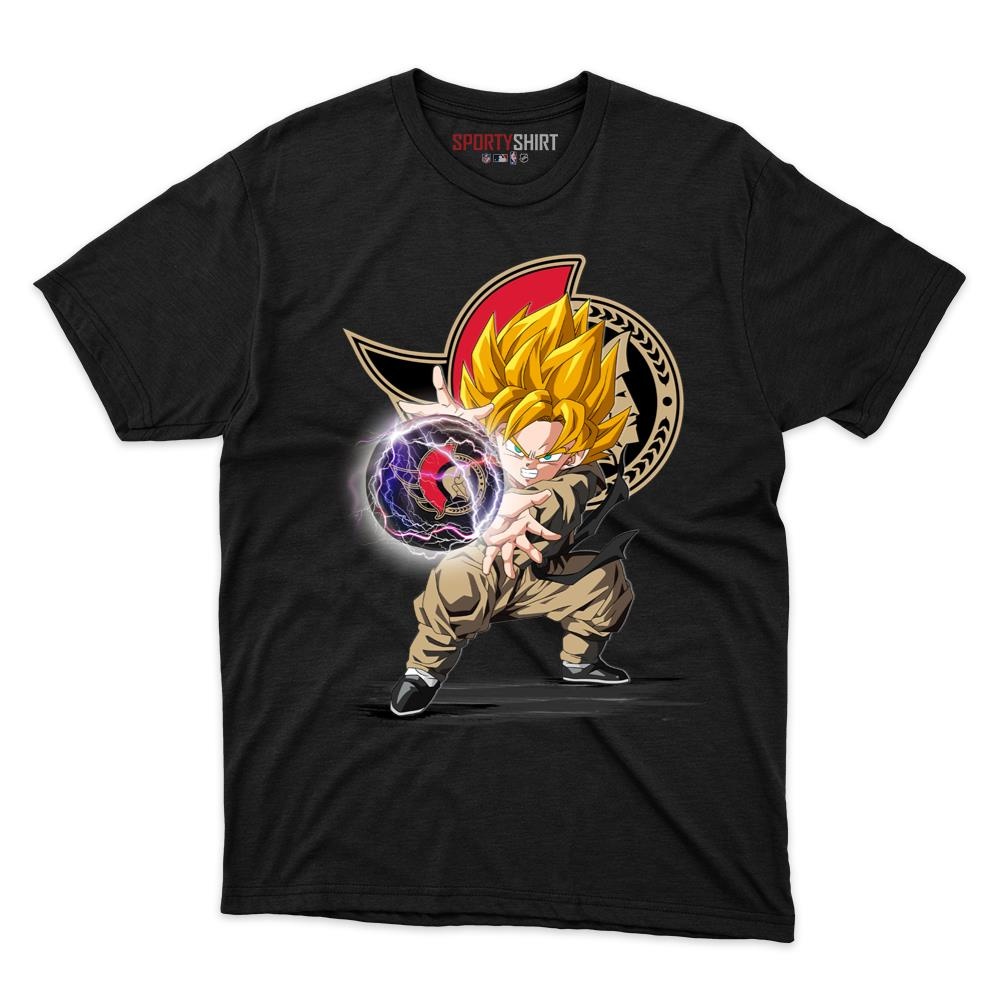 Ottawa Senators Goku Dragon Ball Z Unisex Cotton Graphic Tee, Super Saiyan Anime Crossover Shirt, Game Day