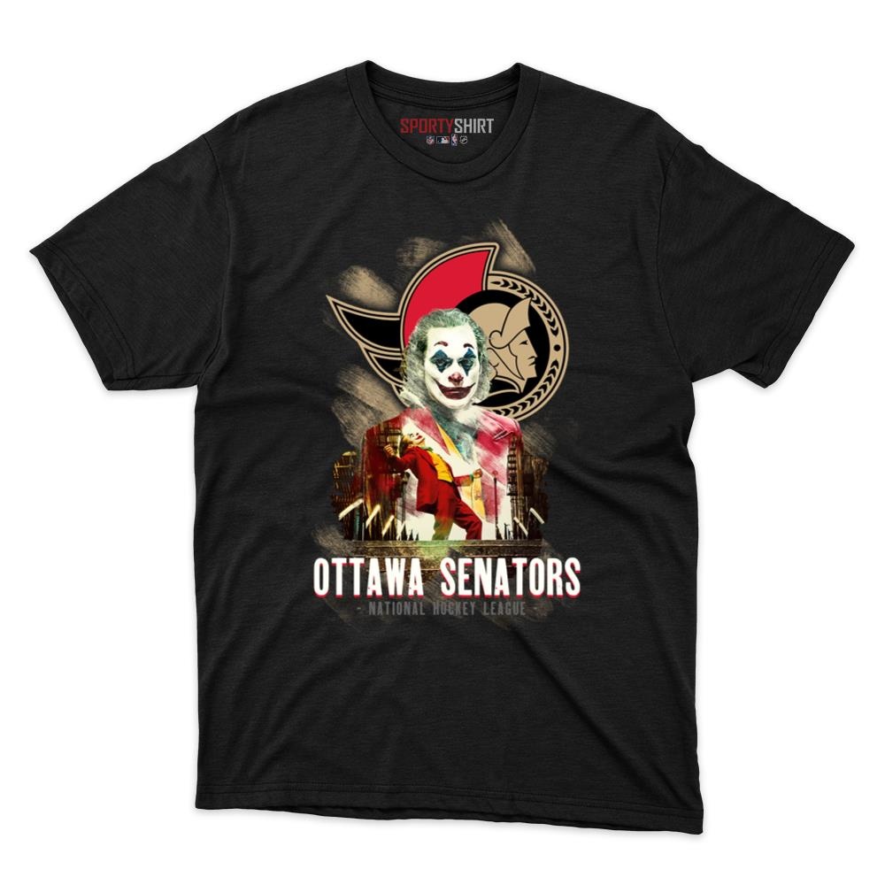 Ottawa Senators Put On A Happy Face Joker Unisex Cotton Graphic Tee, Funny Fan Shirt for Game Day - photo 1