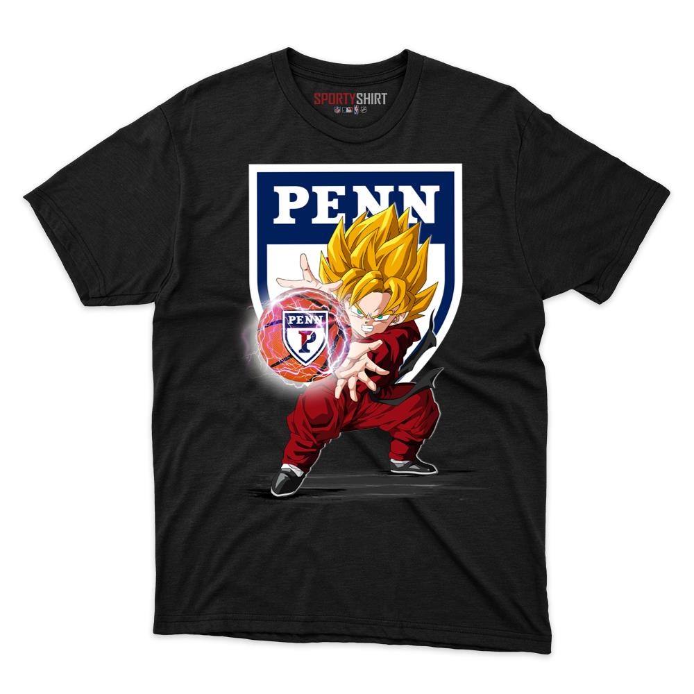 Penn Quakers Goku Dragon Ball Z Unisex Cotton Graphic Tee, Anime Crossover Fan Game Day Shirt