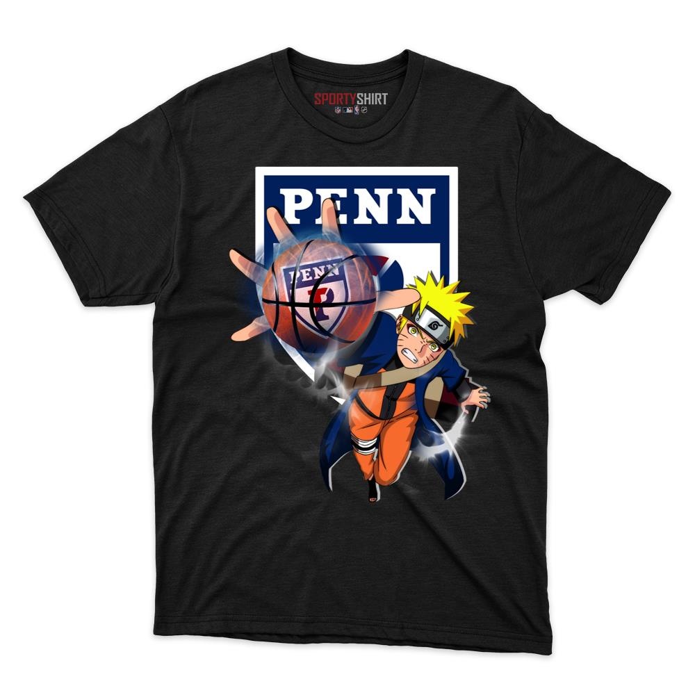 Penn Quakers Naruto Uzumaki Unisex Cotton Graphic Tee, Anime Ninja Crossover Fan Game Day Shirt
