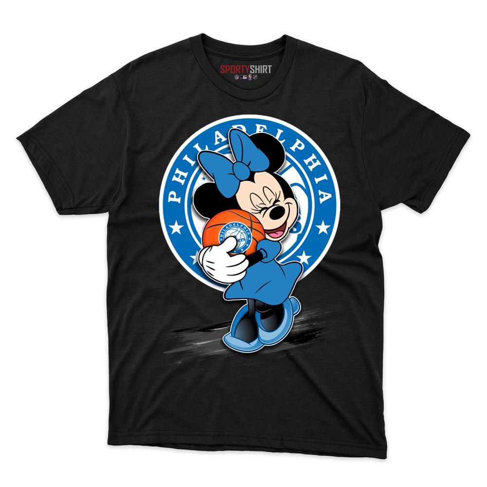 Philadelphia 76ers Minnie Mouse Unisex Cotton Graphic Tee, Disney Cartoon Fan Game Day Shirt