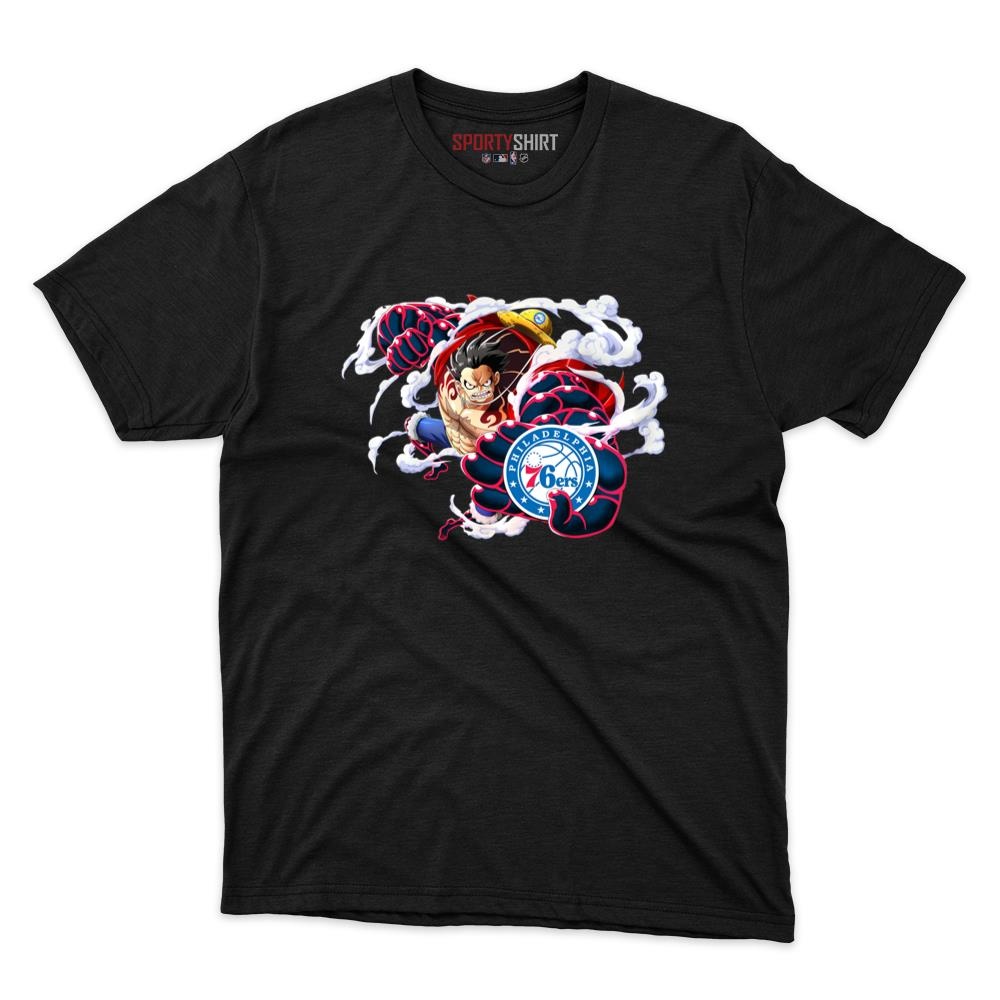 Philadelphia 76ers Monkey D Luffy Gear Five One Piece Unisex Cotton Tee, Anime Fan Game Day Shirt