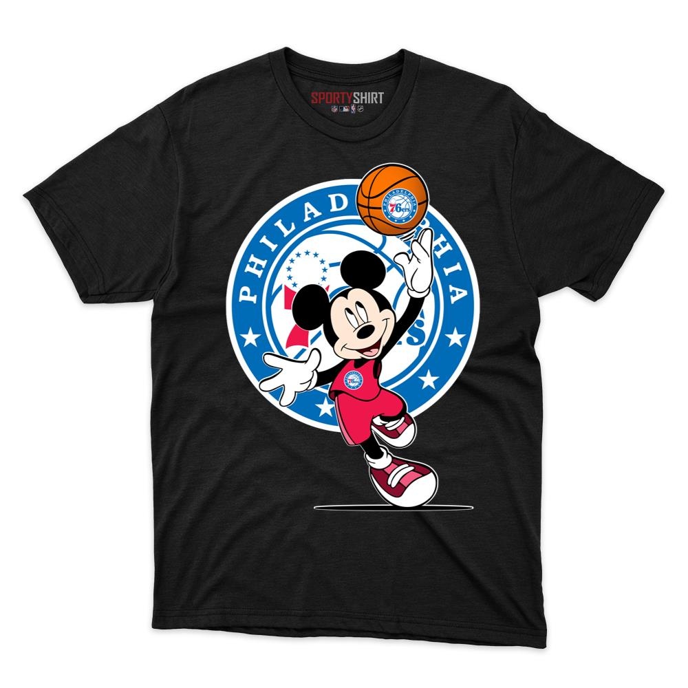 Philadelphia 76ers Cartoon Mouse Player Unisex Cotton Graphic Tee, Mascot Fan Game Day Shirt