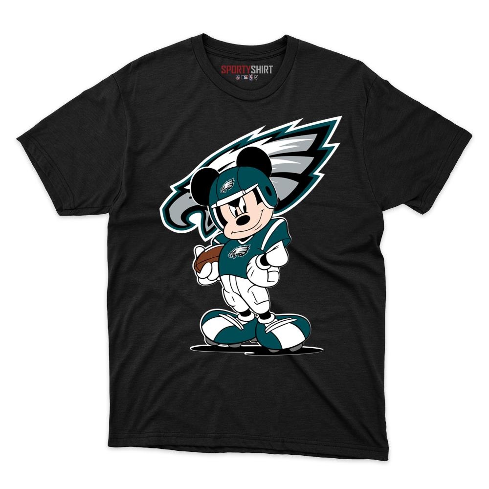 Philadelphia Eagles Cartoon Mouse Player Unisex Cotton Graphic Tee, Mascot Fan Game Day Shirt