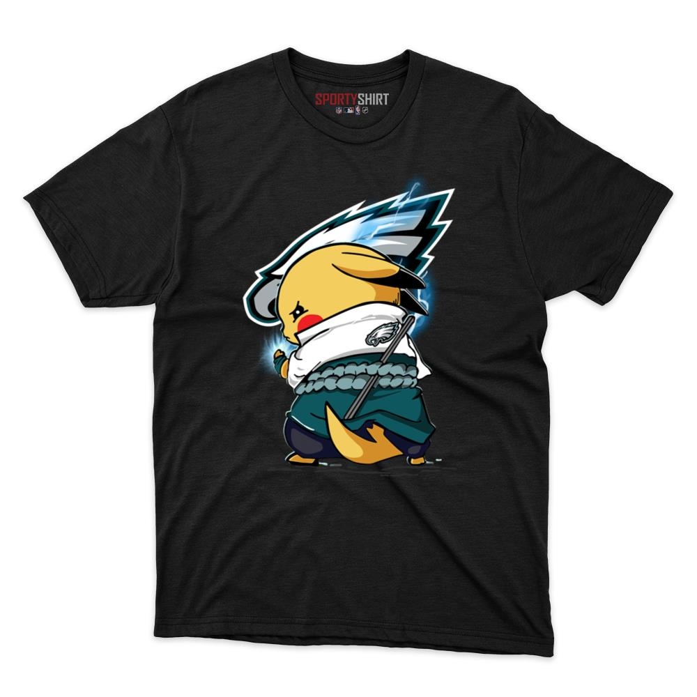 Philadelphia Eagles Pikachu Meets Sasuke Uchiha Unisex Cotton Tee, Pokemon Anime Fan Game Day Shirt