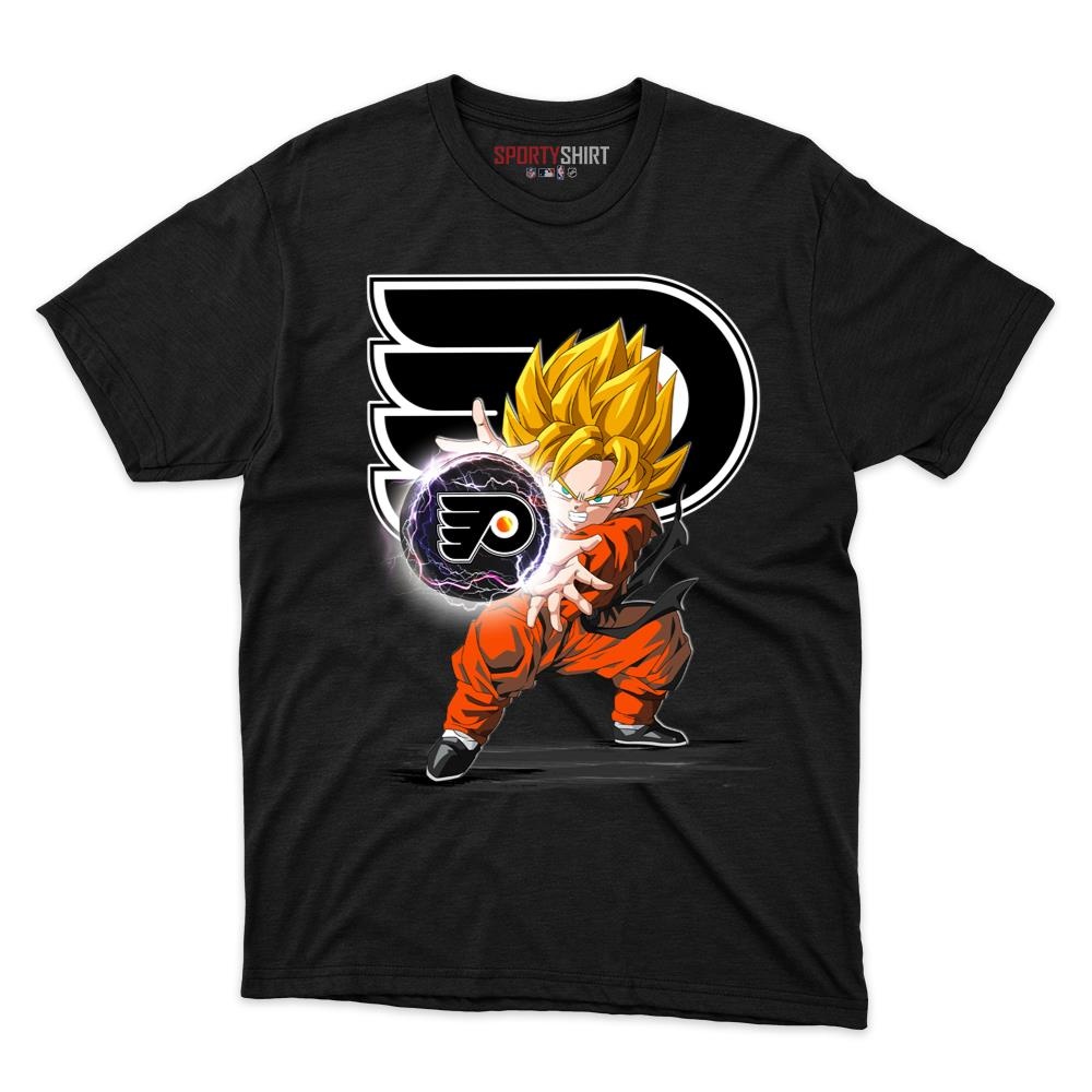 Philadelphia Flyers Goku Dragon Ball Z Unisex Cotton Graphic Tee, Anime Crossover Fan Game Day Shirt
