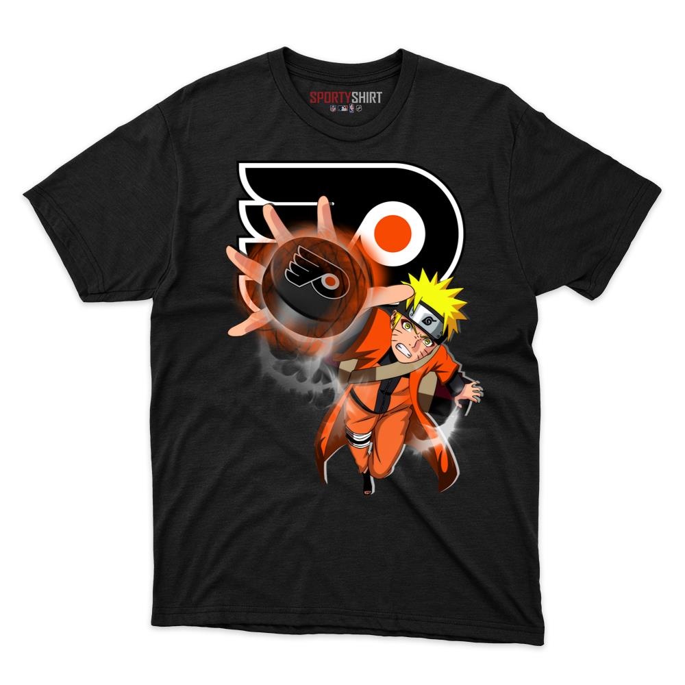 Philadelphia Flyers Naruto Uzumaki Unisex Cotton Graphic Tee, Anime Ninja Fan Game Day Shirt