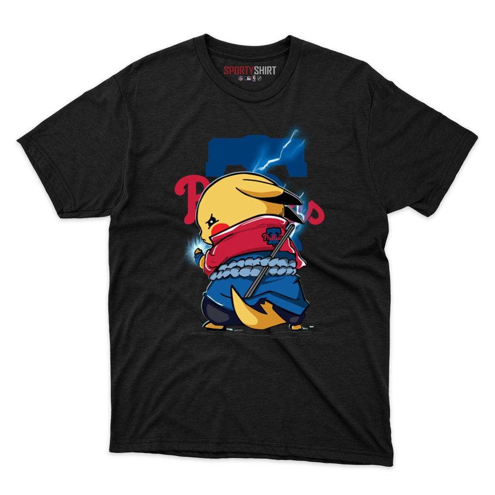 Philadelphia Phillies Pikachu Meets Sasuke Uchiha Unisex Tee, Pokemon Anime Fan Game Day Cotton Shirt