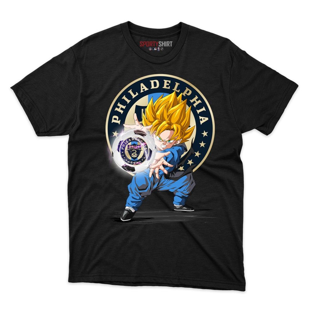 Philadelphia Union MLS Goku Dragon Ball Z Unisex Cotton Graphic Tee, Anime Soccer Fan Game Day Shirt