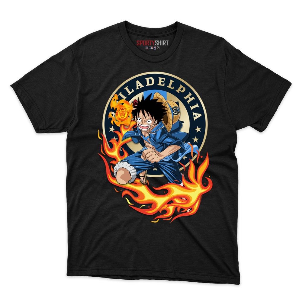 Philadelphia Union MLS Luffy One Piece Unisex Cotton Graphic Tee, Anime Soccer Fan Game Day Shirt