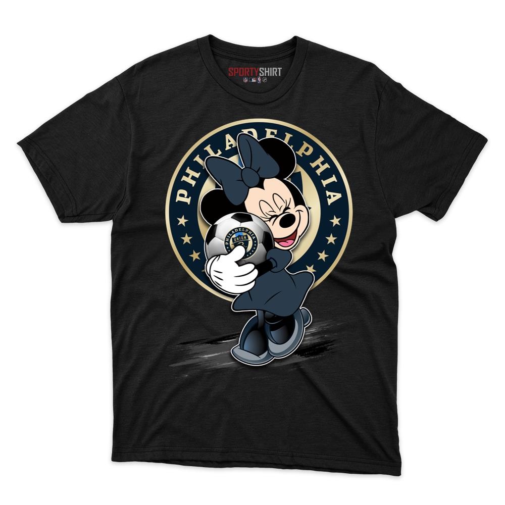Philadelphia Union MLS Minnie Mouse Unisex Cotton Graphic Tee, Disney Soccer Fan Game Day Shirt