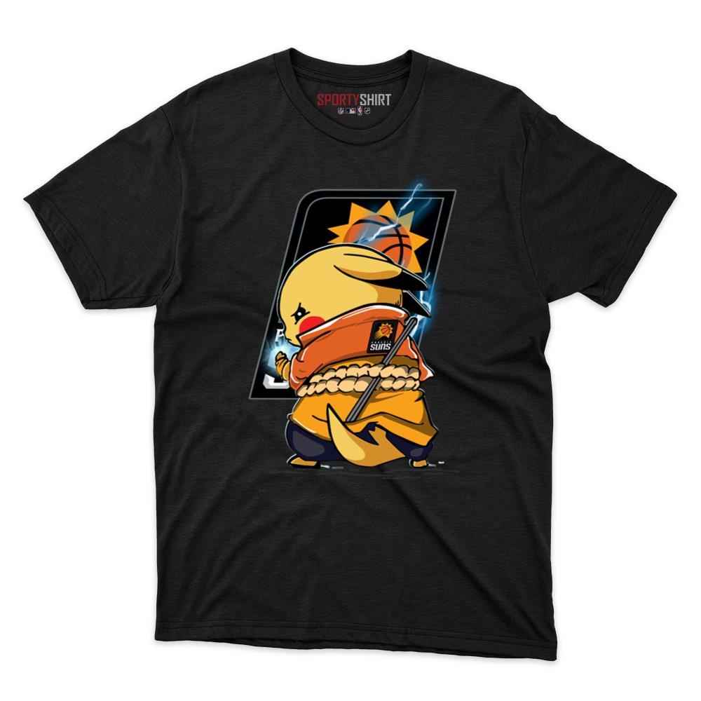 Phoenix Suns Pikachu Meets Sasuke Uchiha Unisex Cotton Graphic Tee, Pokemon Anime Fan Game Day Shirt