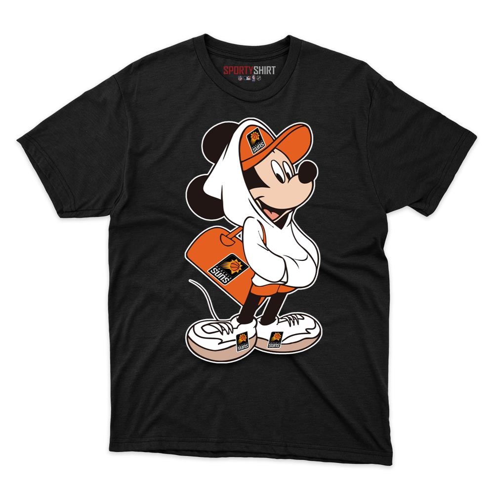 Phoenix Suns Mickey Mouse Unisex Cotton Graphic Tee, Disney Cartoon Crossover Fan Game Day Shirt