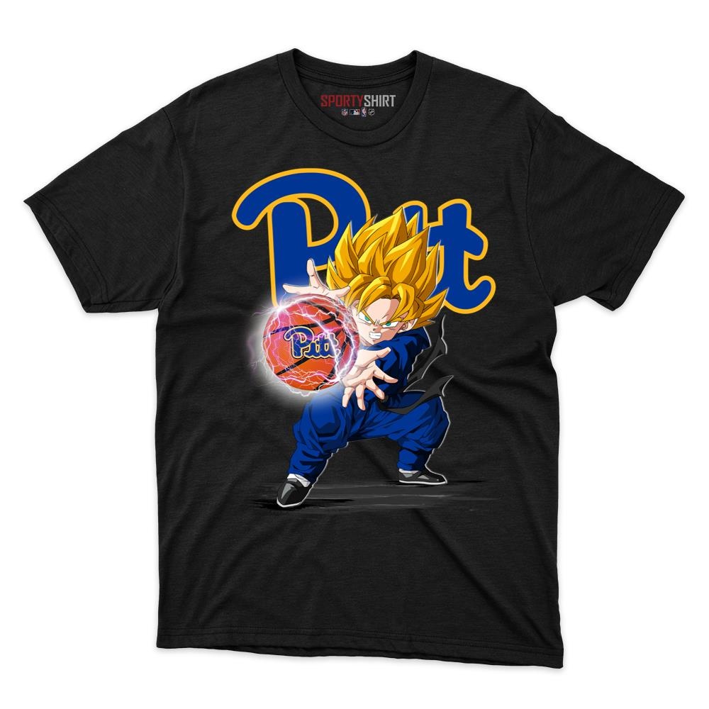 Pitt Panthers Goku Dragon Ball Z Unisex Cotton Graphic Tee, Anime Crossover Fan Game Day Shirt