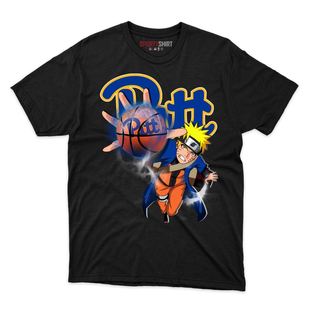 Pitt Panthers Naruto Uzumaki Unisex Cotton Graphic Tee, Anime Ninja Crossover Fan Game Day Shirt