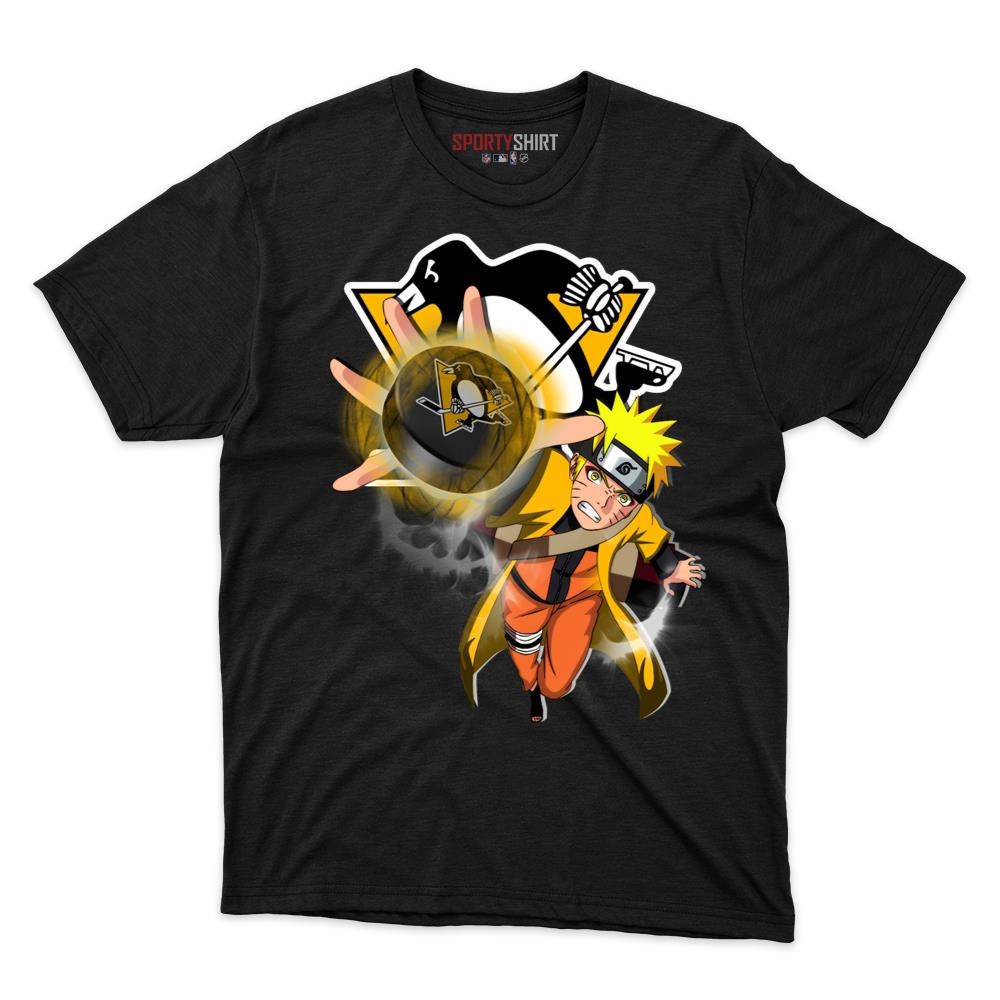 Pittsburgh Penguins Naruto Uzumaki Unisex Cotton Graphic Tee, Anime Ninja Fan Game Day Shirt