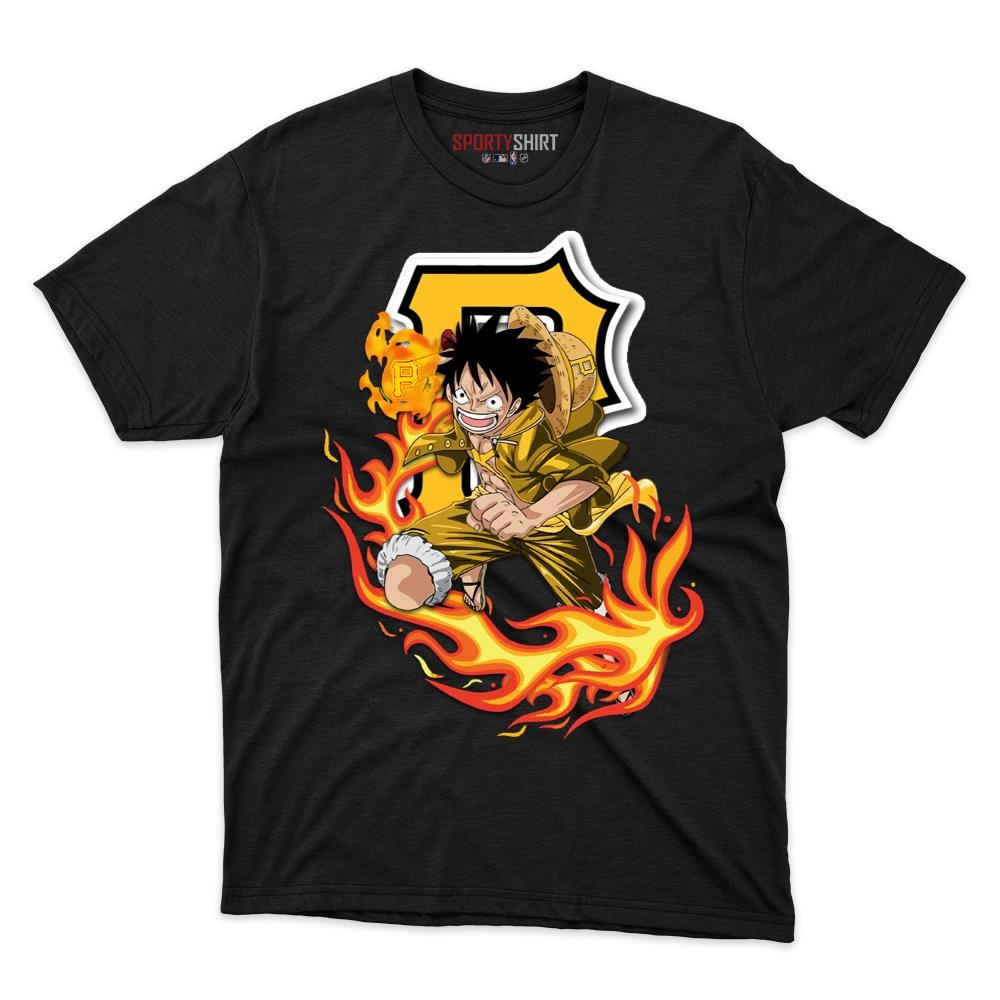 Pittsburgh Pirates Luffy One Piece Unisex Cotton Graphic Tee, Anime Crossover Fan Game Day Shirt
