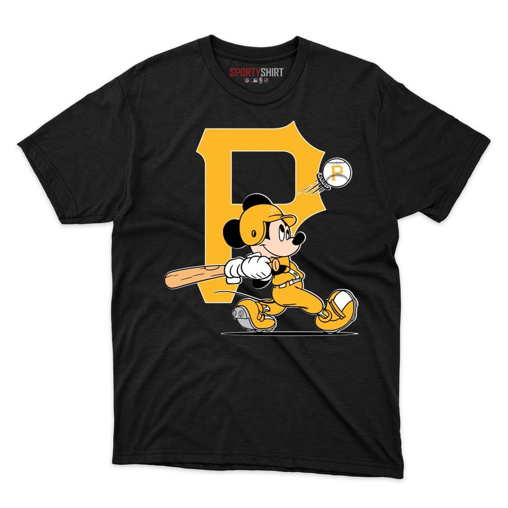 Pittsburgh Pirates Cartoon Mouse Player Unisex Cotton Graphic Tee, Mascot Fan Game Day Shirt