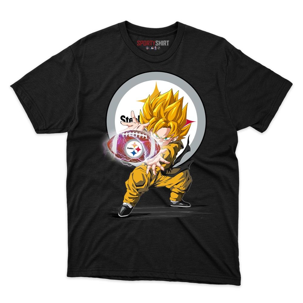 Pittsburgh Steelers Goku Dragon Ball Z Unisex Cotton Graphic Tee, Anime Crossover Fan Game Day Shirt