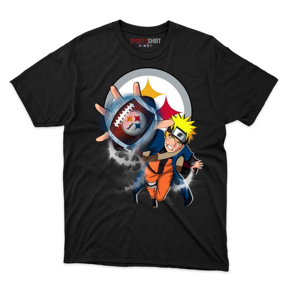 Pittsburgh Steelers Naruto Uzumaki Unisex Cotton Graphic Tee, Anime Ninja Fan Game Day Shirt
