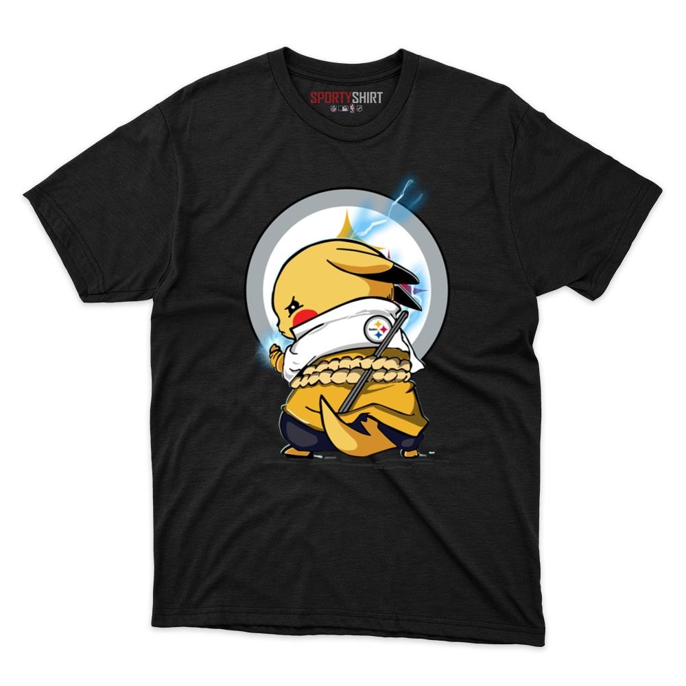 Pittsburgh Steelers Pikachu Meets Sasuke Uchiha Unisex Cotton Tee, Pokemon Anime Fan Game Day Shirt