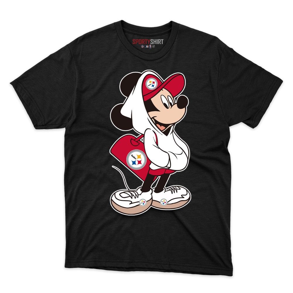 Pittsburgh Steelers Mickey Mouse Unisex Cotton Graphic Tee, Disney Cartoon Fan Game Day Shirt