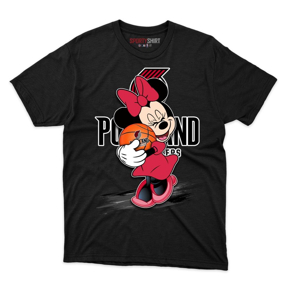 Portland Trail Blazers Minnie Mouse Unisex Shirt, Disney Cartoon Crossover Cotton Graphic Tee, Game Day Fan Gift