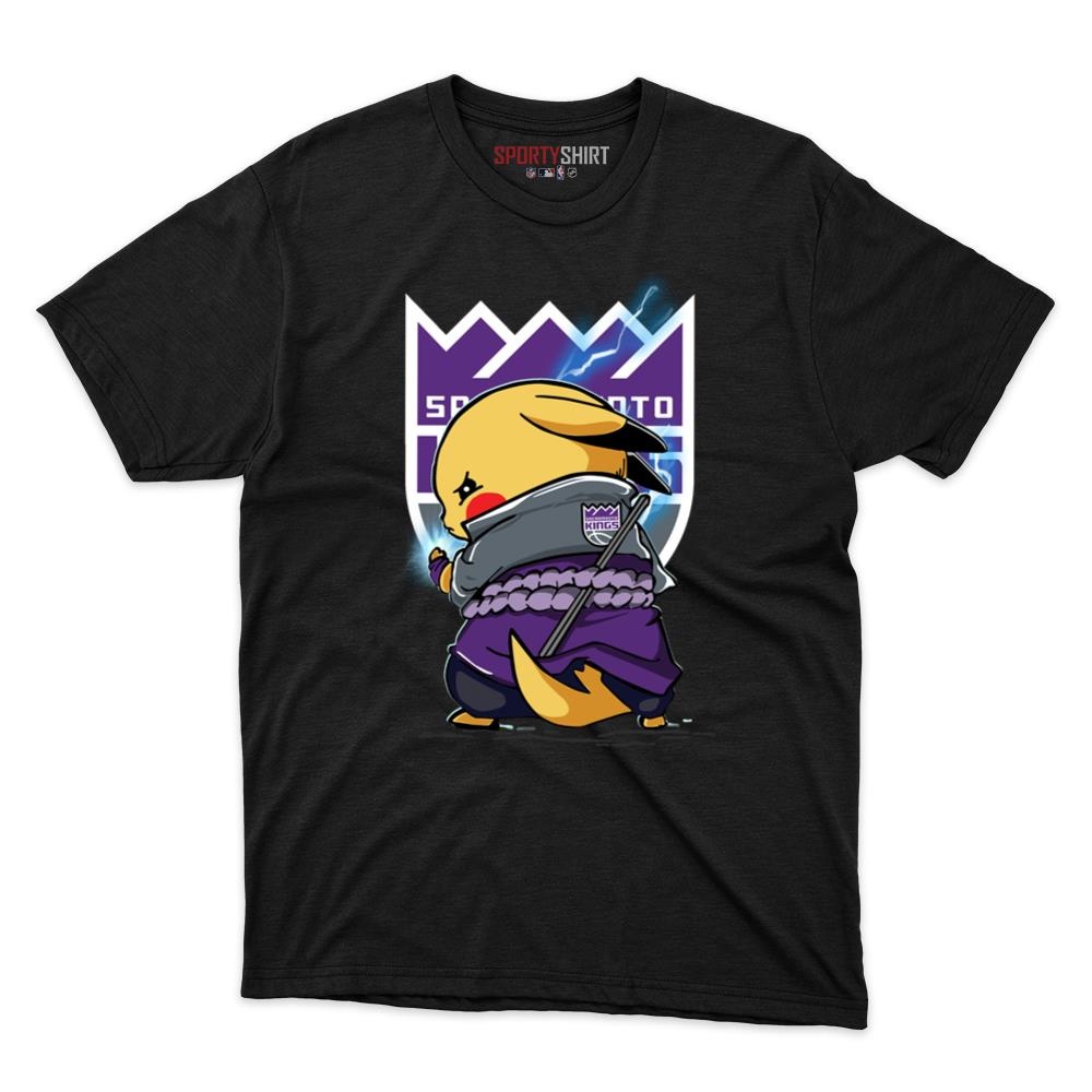 Sacramento Kings Pikachu Meets Sasuke Uchiha Unisex Shirt, Pokemon Naruto Anime Crossover Cotton Tee, Fan Gift