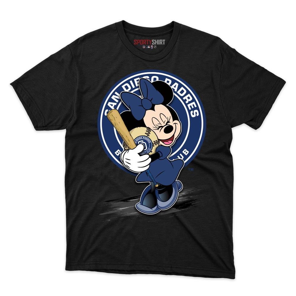 San Diego Padres Minnie Mouse Unisex Shirt, Disney Cartoon Crossover Cotton Graphic Tee, Game Day Fan Gift