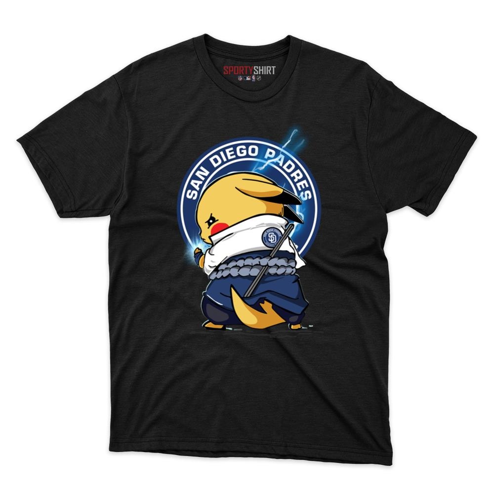 San Diego Padres Pikachu Meets Sasuke Uchiha Unisex Shirt, Pokemon Naruto Anime Crossover Cotton Tee, Fan Gift
