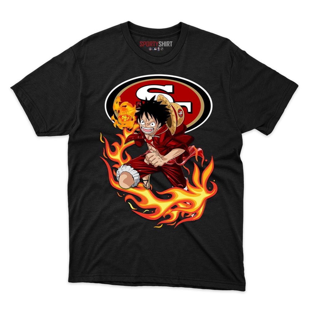 San Francisco 49ers Luffy One Piece Pirate Anime Unisex Cotton Graphic Tee, Fan Shirt for Game Day
