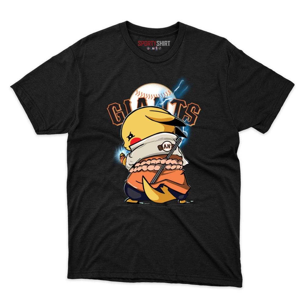 San Francisco Giants Pikachu Meets Sasuke Uchiha Pokemon Anime Unisex Cotton Graphic Tee, Fan Shirt