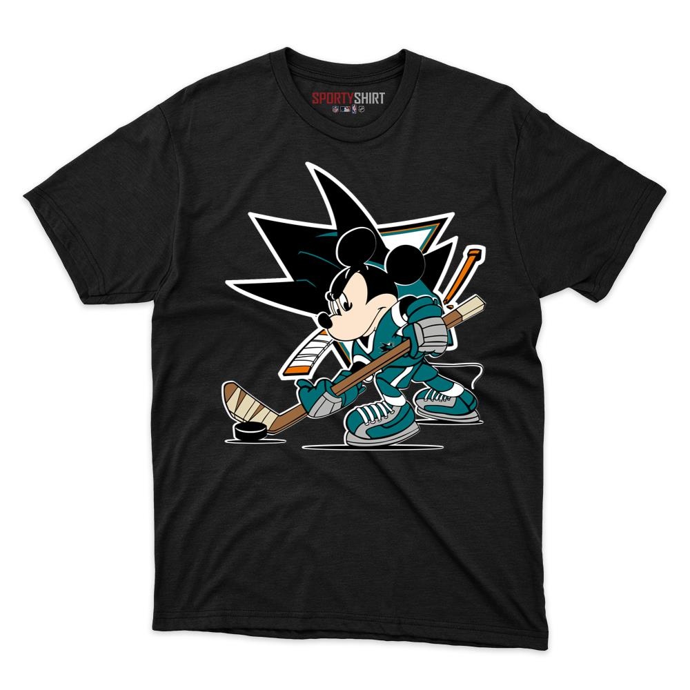 San Jose Sharks Cartoon Mouse Player Unisex Cotton Graphic Tee, Sports Fan Shirt for Game Day