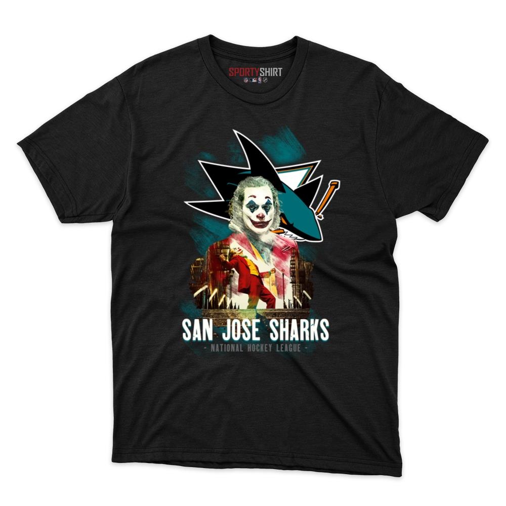 San Jose Sharks Put On A Happy Face Joker Unisex Cotton Graphic Tee, Funny Fan Shirt for Game Day