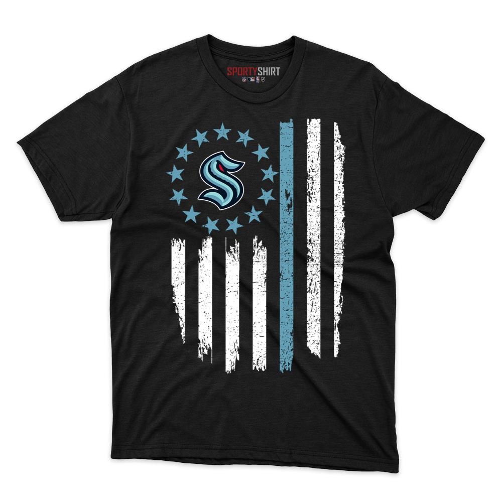 Seattle Kraken Betsy Ross Flag Patriotic Unisex Cotton Graphic Tee, Fan Shirt for Game Day