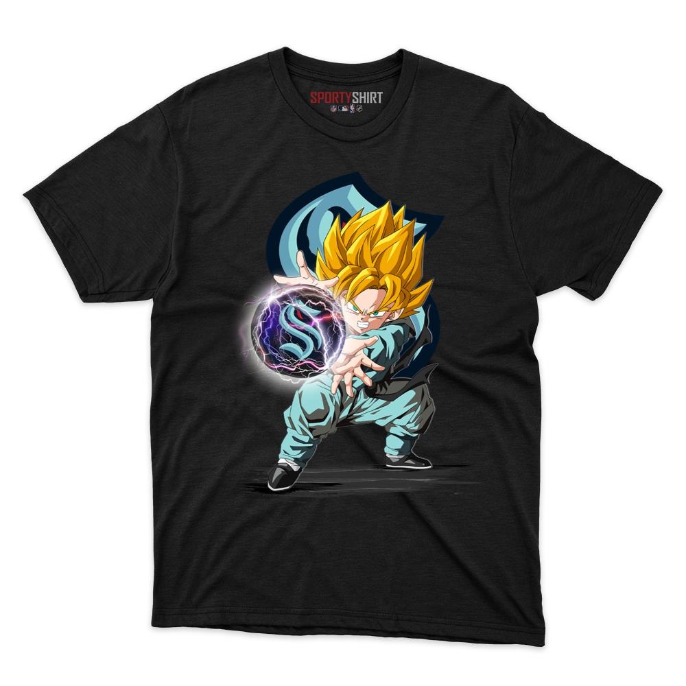 Seattle Kraken Goku Dragon Ball Z Anime Unisex Cotton Graphic Tee, Fan Shirt for Game Day