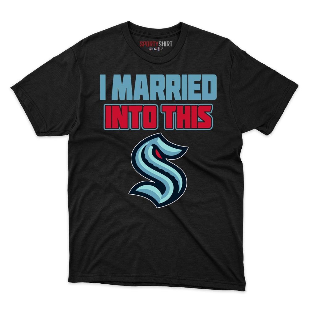 Seattle Kraken I Married Into This Unisex Cotton Graphic Tee, Funny Fan Shirt Gift for In-Laws