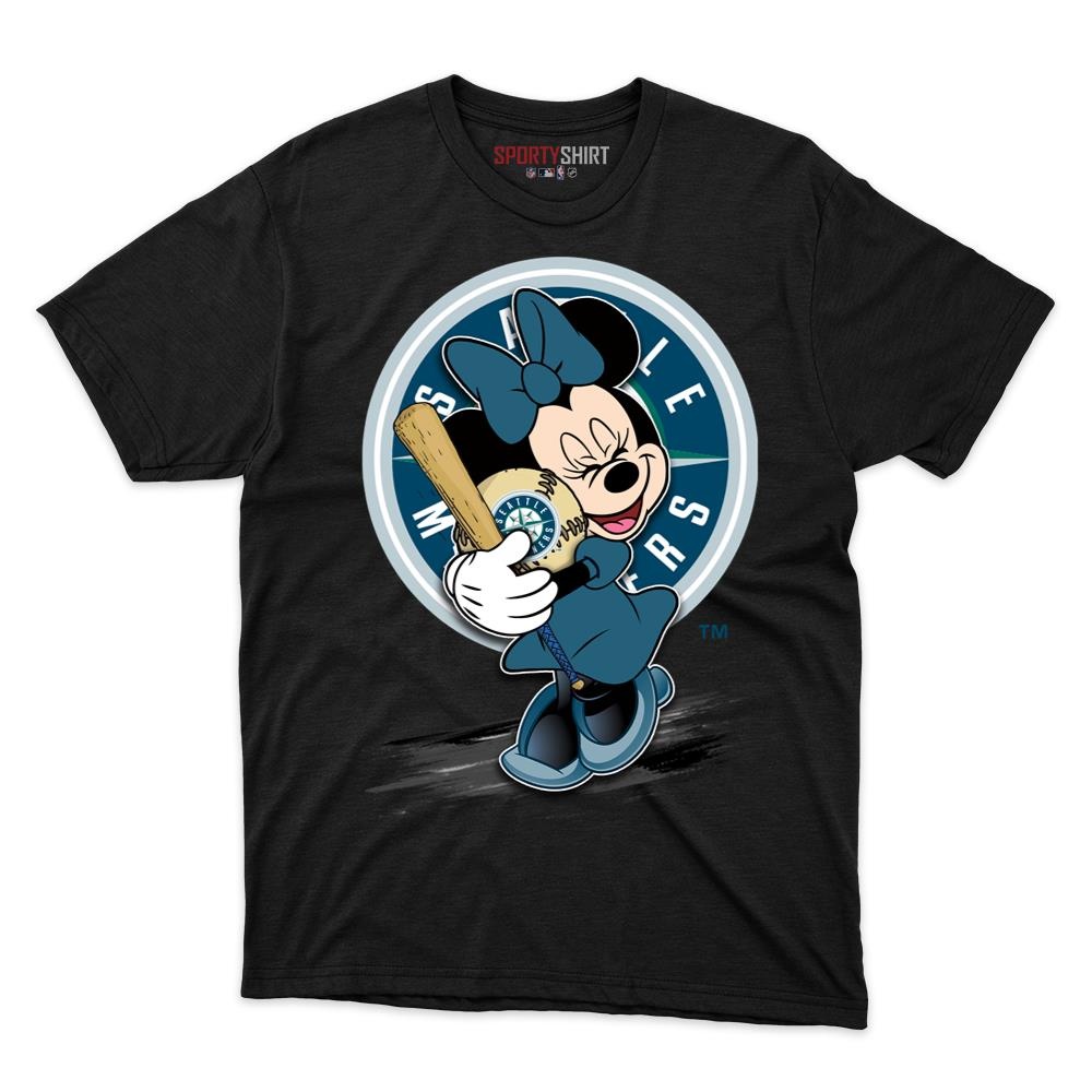 Seattle Mariners Minnie Mouse Disney Cartoon Unisex Cotton Graphic Tee, Baseball Fan Shirt for Game Day