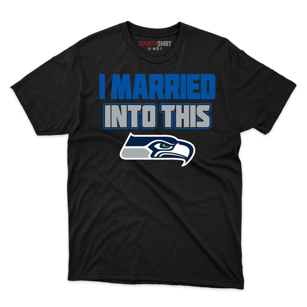 Seattle Seahawks I Married Into This Unisex Cotton Graphic Tee, Funny Fan Shirt Gift for In-Laws