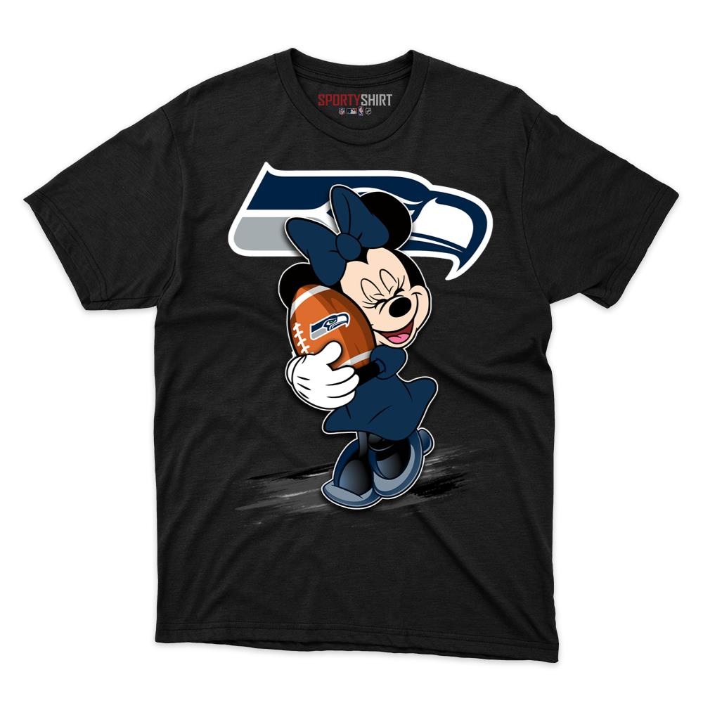 Seattle Seahawks Minnie Mouse Disney Cartoon Unisex Cotton Graphic Tee, Fan Shirt for Game Day