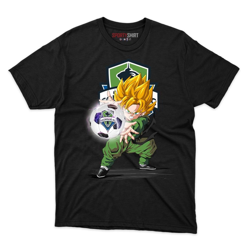 Seattle Sounders FC MLS Goku Dragon Ball Z Anime Unisex Cotton Graphic Tee, Soccer Fan Shirt