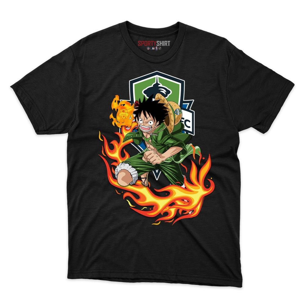 Seattle Sounders FC MLS Luffy One Piece Pirate Anime Unisex Cotton Graphic Tee, Soccer Fan Shirt