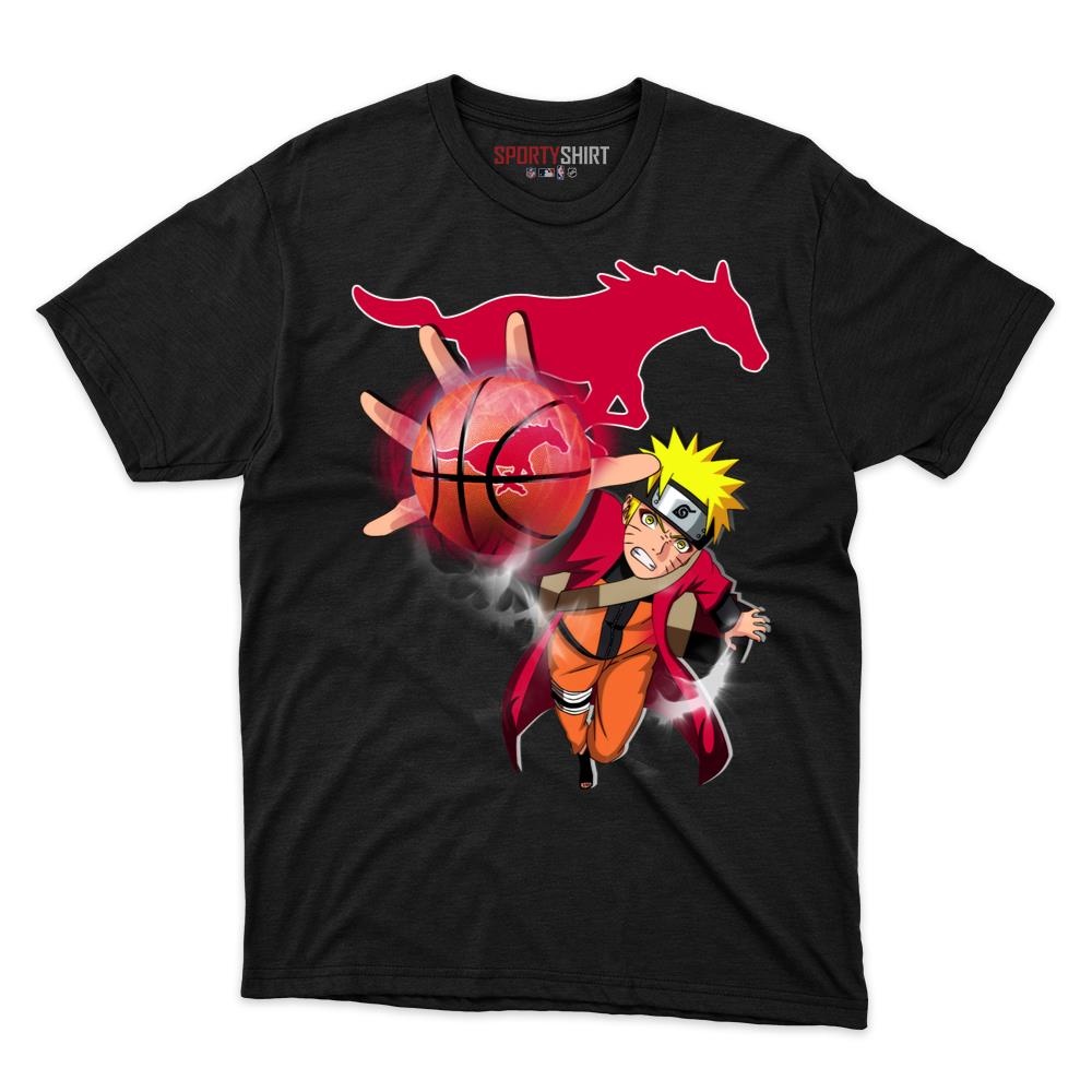 SMU Mustangs Naruto Uzumaki Ninja Unisex Shirt, Anime Crossover Cotton Graphic Tee, Game Day Fan Gift