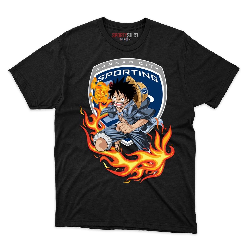 Sporting Kansas City MLS Luffy One Piece Unisex Cotton Graphic Tee, Anime Shirt, Game Day Fan Gift