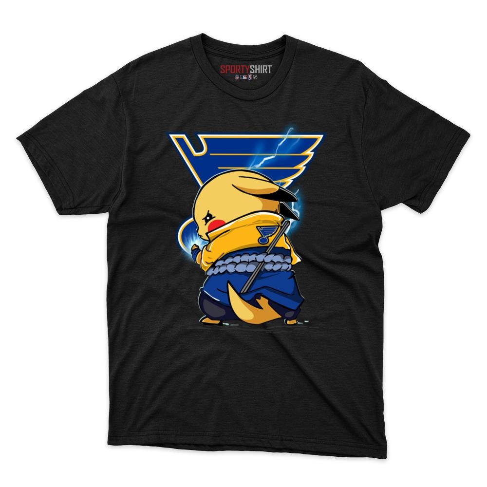 St Louis Blues Pikachu Meets Sasuke Uchiha Unisex Cotton Tee, Pokemon Anime Graphic Shirt, Game Day Gift