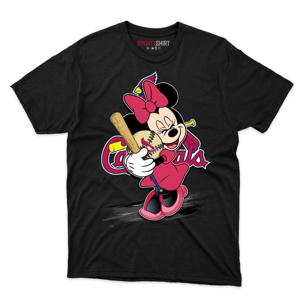St Louis Cardinals Minnie Mouse Unisex Cotton Graphic Tee, Disney Cartoon Shirt, Game Day Fan Gift
