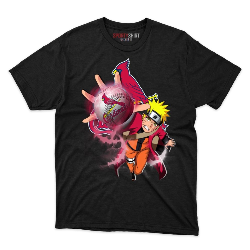 St Louis Cardinals Naruto Unisex Cotton Graphic Tee, Anime Ninja Crossover Shirt for Game Day Fans